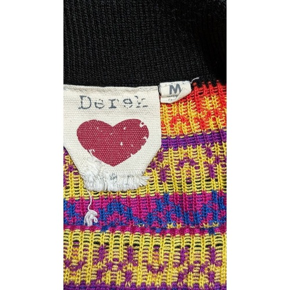 Derek Heart Mini Skirt Sweater Knit Colorful Geometric Pattern Party Medium - Picture 3 of 4